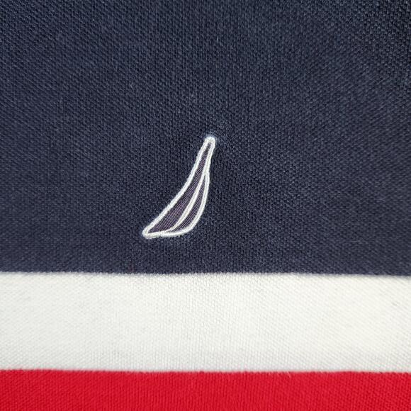 Nautica Short Sleeve Polo Shirt Red White Blue Color Block‎ Size 2XL - Picture 3 of 8